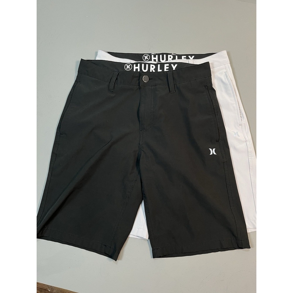 Lot Of 2 Hurley Hybrid Shorts Men 30 Black And Stretch Unlined Surf Swim New